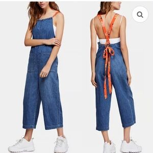 Free People Joyride Cropped Denim Overalls